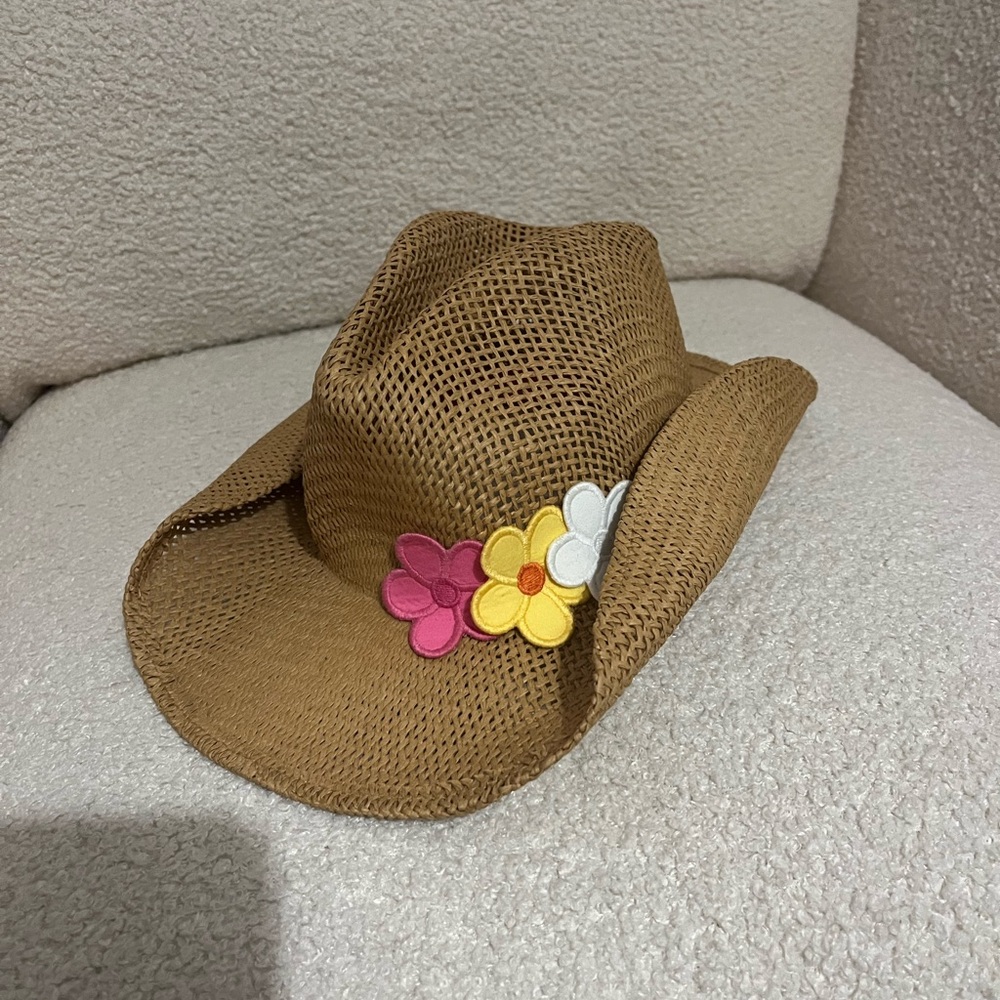 Baby Girls Cowboy Hat Hat with Floral Accents